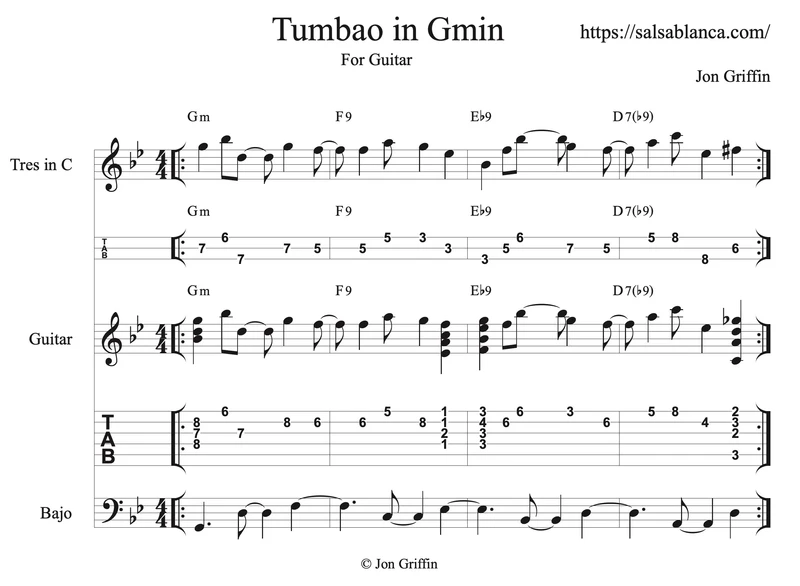 Tumbao in G Minor for Guitar and Cuban Tres