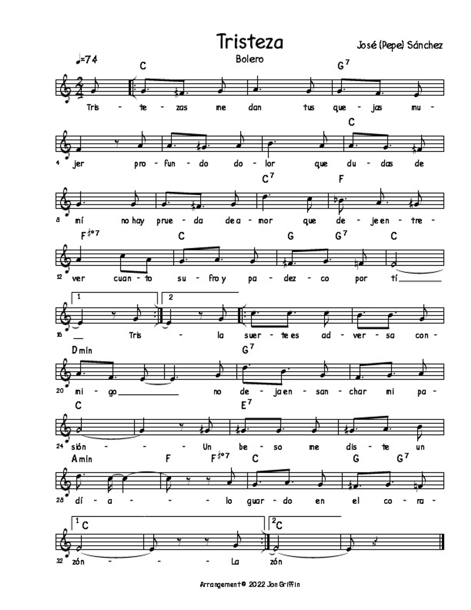 Tristeza - Bolero Son Example