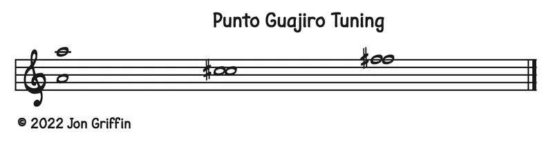 Cuban tres punto guairo tuning (&copy; Jon Griffin)