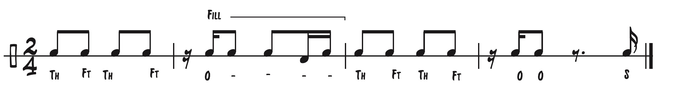 Changui bongo pattern notation example