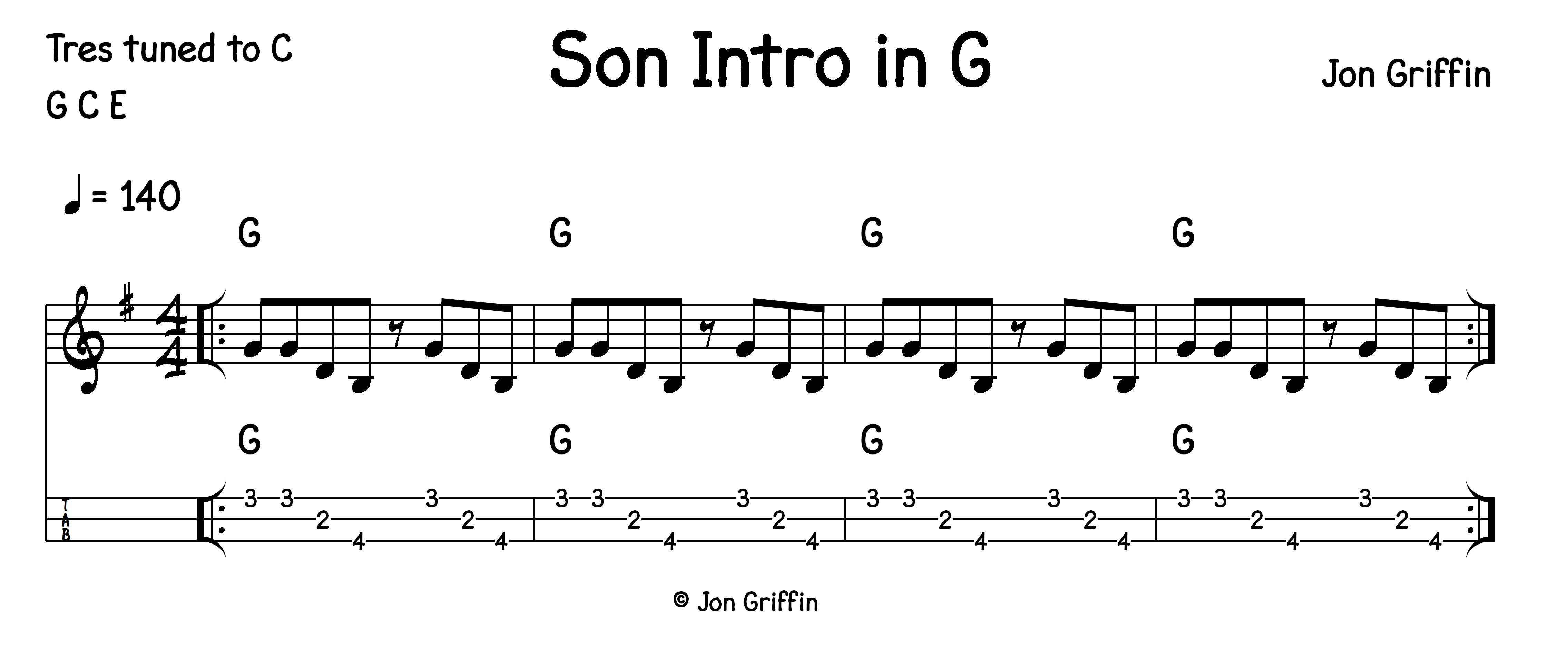 Son Intro in G notaion example